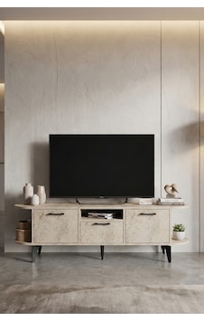 Ekru Traverten Desenli Suntalam Tv Sehpası 160x35 Cm Ekru Traverten Desenli Suntalam Tv Sehpası 160x35 Cm