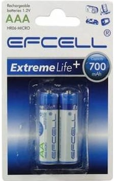 Efcell Hr-700 AAA Şarjlı Pil Ince Kalem (2 Adet)