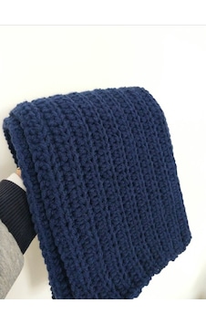 Kemzey Handmade El Örgüsü Atkı , Uzun Unisex Atkı Lacivert Kemzey Handmade El Örgüsü Atkı , Uzun Unisex Atkı Lacivert