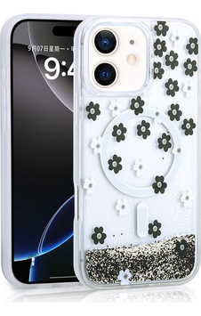 Apple Uyumlu iPhone 12 Kılıf Sıvılı Simli Baskılı Şeffaf Arka Yüzey Zore Mossa Silikon Kapak Siyah Apple Uyumlu iPhone 12 Kılıf Sıvılı Simli Baskılı Şeffaf Arka Yüzey Zore Mossa Silikon Kapak Siyah