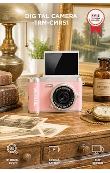Mini Dijital Retro Kamera 48mp 8x Zoom Flip Ekranlı Selfie Video Vlog Kamerası Cmr51 Pembe Mini Dijital Retro Kamera 48mp 8x Zoom Flip Ekranlı Selfie Video Vlog Kamerası Cmr51 Pembe