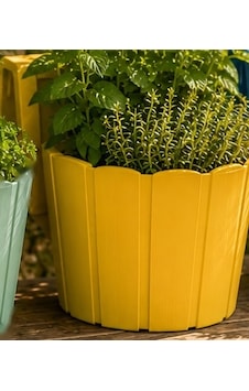 Gees Global 3d Baskı Askılı Balkon Saksısı Dikey Çizgili Dekoratif Çiçek Ve Aromatik Bitki Saksısı - Sarı Gbzs