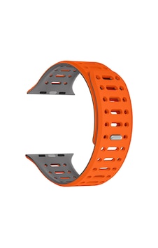 Watch 7 45mm Uyumlu Omsy Krd-124 Silikon Kordon Strap Kayış-turuncu-gri Watch 7 45mm Uyumlu Omsy Krd-124 Silikon Kordon Strap Kayış-turuncu-gri