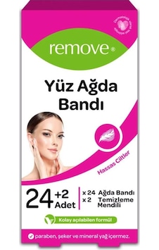 Remove Hassas Ciltler için Yüz Ağda Bandı 24'lü + Temizleme Mendili 2'li Remove Hassas Ciltler için Yüz Ağda Bandı 24'lü + Temizleme Mendili 2'li