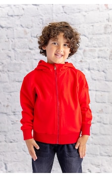 Zeyland Unisex Çocuk Basic Kapüşonlu Ceket - Kırmızı Kırmızı Zeyland Unisex Çocuk Basic Kapüşonlu Ceket - Kırmızı Kırmızı