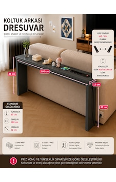 Koltuk Arkası Konsol Raf - 3 Usb + 4 Priz Girişli 1.sınıf Mdf Koltuk Arkası Raf Antrasit Renginde 180x85x12 Koltuk Arkası Konsol Raf - 3 Usb + 4 Priz Girişli 1.sınıf Mdf Koltuk Arkası Raf Antrasit Renginde 180x85x12