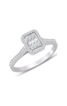 0.32 Ct Modern Tasarım Baget Kare Tektaş Yüzük 0.32 Ct Modern Tasarım Baget Kare Tektaş Yüzük