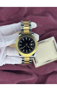 Siyah Kadran Gold Detay Otomatik Erkek Kol Saati Çok Renkli