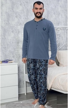 Ercan Erkek Indigo Mavi Uzun Kol Penye Pijama Takımı Indigo - Mavi Ercan Erkek Indigo Mavi Uzun Kol Penye Pijama Takımı Indigo - Mavi