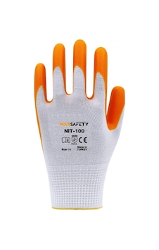 MAXSAFETY NIT-100 NİTRİL KAPLI ELDİVEN (SARI-BEYAZ) NO 10 1 ÇİFT