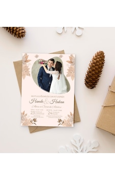 Bk Gift Kişiye Özel Fotoğraflı Düğün Davetiyesi Model 99 100adet