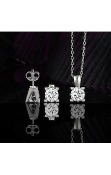 Pırlanta Montürü V Kasa Tek Taş Kolye Küpe Gümüş Set (518666741) Pırlanta Montürü V Kasa Tek Taş Kolye Küpe Gümüş Set (518666741)
