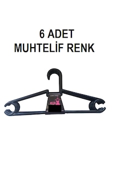 Plastik Elbise Askısı 6'lı Muhtelif Renk Karışık Renkler