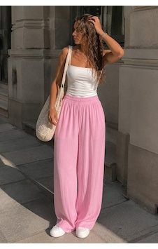 Madmext Pembe Transparan Yüksek Bel Pantolon Mg2871