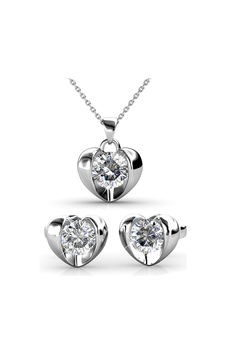 Monemel Kristal Kalp Kolye Ve Küpe Set Altın Kaplama Gümüş - Rodyum Monemel Kristal Kalp Kolye Ve Küpe Set Altın Kaplama Gümüş - Rodyum