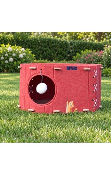 Mynx Tek Katlı Keçe Kedi Evi Kırmızı Mynx Tek Katlı Keçe Kedi Evi Kırmızı