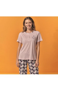 Over Sleep By Poleren Over Sleep 137 Kadın Yazlık Kısa Kol Pijama Takım Açık Pembe Over Sleep By Poleren Over Sleep 137 Kadın Yazlık Kısa Kol Pijama Takım Açık Pembe