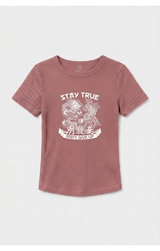 TOMMYLIFE Gül Kurusu Standart Fit Baskılı Kısa Kollu Kadın T-shirt - 97201 Gülkurusu TOMMYLIFE Gül Kurusu Standart Fit Baskılı Kısa Kollu Kadın T-shirt - 97201 Gülkurusu