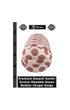 Premium Desenli Konfor Kırmızı Mandala Desen Bolster Sünger Dolgu Premium Desenli Konfor Kırmızı Mandala Desen Bolster Sünger Dolgu