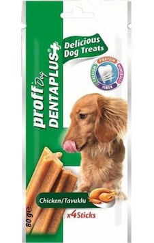 Proff Dog Dentaplus 4'lü Tavuklu Köpek Ödül Çubuğu 80 G Proff Dog Dentaplus 4'lü Tavuklu Köpek Ödül Çubuğu 80 G