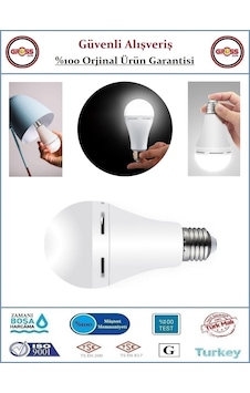 Helios Şarjlı Led Ampul - 9 Watt - 6500k - Beyaz Işık 1