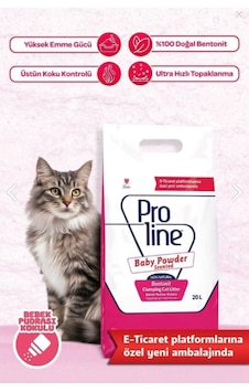 Proline Bebek Pudrası Kokulu Bentonit Kedi Kumu 20 Lt