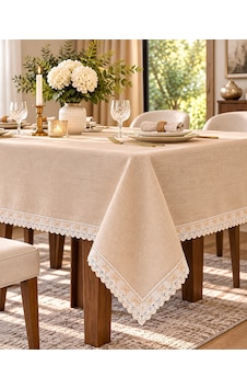 Linen Keten Masa Örtüsü Bej - 160 220-7821 Linen Keten Masa Örtüsü Bej - 160 220-7821