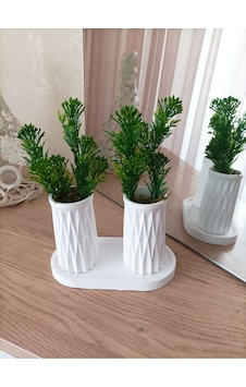 Mini Desenli İkili Beton Saksı Ve Oval Tabak - Yapay Çiçek Hediyeli - Yeşil Tomurcuk Mini Desenli İkili Beton Saksı Ve Oval Tabak - Yapay Çiçek Hediyeli - Yeşil Tomurcuk