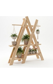 Dekoratif Ahşap Piramit Çiçeklik - 3 Katlı Bahçe Ve Balkon Saksı Standı - 120x120 Cm Bej Dekoratif Ahşap Piramit Çiçeklik - 3 Katlı Bahçe Ve Balkon Saksı Standı - 120x120 Cm Bej