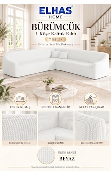 Bürümcük Eteksiz L Köşe Koltuk Örtüsü. 7 Kişilik Esnek, Köşe Koltuk Kılıfı. Toplam Uzunluk 550cm Beyaz - 796363643 Beyaz Bürümcük Eteksiz L Köşe Koltuk Örtüsü. 7 Kişilik Esnek, Köşe Koltuk Kılıfı. Toplam Uzunluk 550cm Beyaz - 796363643 Beyaz