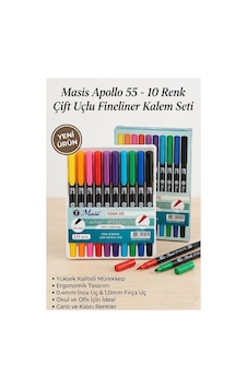 Fineliner 10 Lu Çift Taraflı İnce Uçlu Kalem 1 Paket Masis 10 Renk 04-1.0 Mm Keçe Uçlu Kalem Renkli İşaretleme Yazı Fineliner 10 Lu Çift Taraflı İnce Uçlu Kalem 1 Paket Masis 10 Renk 04-1.0 Mm Keçe Uçlu Kalem Renkli İşaretleme Yazı