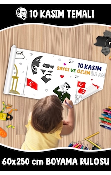 10 Kasım Temalı Dev Boyama Rulosu 60x250 Cm 10 Kasım Temalı Dev Boyama Rulosu 60x250 Cm
