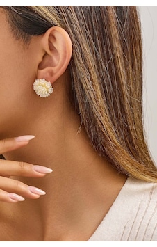 Kristal Taşlı Çiçek Buketi Küpe Beyaz 58482656 Kristal Taşlı Çiçek Buketi Küpe Beyaz 58482656