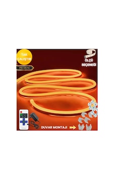 Neon Esnek Şerit Led Tak Çalıştır Kumandalı - Dimmer- Turuncu 2 Metre