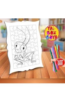 Ağustos Böceği İle Karınca Eğitici Boyama Puzzle Tablo Çocuk-182 Ağustos Böceği İle Karınca Eğitici Boyama Puzzle Tablo Çocuk-182