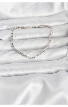 Pembe Ve Beyaz Zirkon Taşlı Su Yolu Kadın Bileklik Gümüş Renk Çok Renkli Pembe Ve Beyaz Zirkon Taşlı Su Yolu Kadın Bileklik Gümüş Renk Çok Renkli