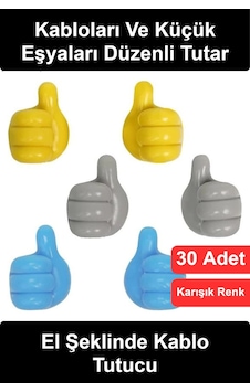 Kablotutucu El Şeklinde Kablo Tutucu 30 Adet Karışık Renkli Duvar Kancası Sevimli Başparmak Askı Şa Kablotutucu El Şeklinde Kablo Tutucu 30 Adet Karışık Renkli Duvar Kancası Sevimli Başparmak Askı Şa