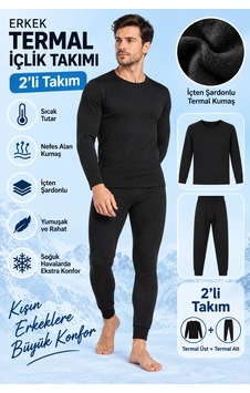 Meyzz Erkek Termal Fanilat Tayt Alt Üst İçlik Takım Siyah - 808561510 Siyah