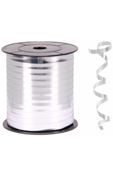 Gümüş Parlak Metalik Şerit Rafya 8 Mm x 200 Mt