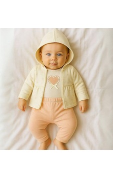 Cicim Baby Ciccim Baby 3lü Takım Kapüşonlu Ballerina Tale Ekru-12840 Ekru