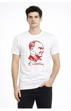 Mythrıva Erkek Atatürk Baskılı Tişört Kısa Kollu Bisiklet Yaka T-shirt - Beyaz Mythrıva Erkek Atatürk Baskılı Tişört Kısa Kollu Bisiklet Yaka T-shirt - Beyaz