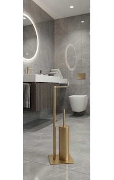 Ayaklı Wc Kağıtlık Ve Fırçalık Seti Mat Gold Ayaklı Wc Kağıtlık Ve Fırçalık Seti Mat Gold