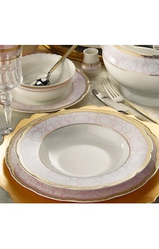 Kütahya Porselen Bone Olympos 62 Parça 93374 Desenli Yemek Takımı