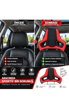 Universal Araç Koltuk Kafalığı Spor Yarış Tipi Lüx Deri Oto Başlık-kırmızı Kırmızı Siyah Universal Araç Koltuk Kafalığı Spor Yarış Tipi Lüx Deri Oto Başlık-kırmızı Kırmızı Siyah