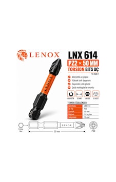 Lenox Lnx614 Pz2 50 Mm Manyetik Torsion Bits Uç 10 Adet