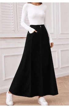 Vellichor Parçalı Uzun Denim Etek - Siyah Çok Renkli Vellichor Parçalı Uzun Denim Etek - Siyah Çok Renkli