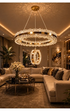 Zerafet Lüks Gold Kaplamalı Çift Yönlü Aydınlatmalı Kumandalı Dimmerli 3 Renk Ledli Avize Led Avize- Çap 40 Cm Gold Gold Zerafet Lüks Gold Kaplamalı Çift Yönlü Aydınlatmalı Kumandalı Dimmerli 3 Renk Ledli Avize Led Avize- Çap 40 Cm Gold Gold