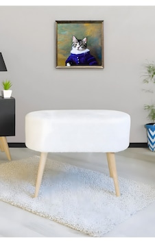 Gürgen Ahşap Ayak Kırık Beyaz Pofidik Teddy Lüx Handmade Oval Puf Bench Sandalye Gürgen Ahşap Ayak Kırık Beyaz Pofidik Teddy Lüx Handmade Oval Puf Bench Sandalye