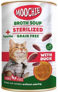 Moochie Kısırlaştırılmış Ördekli Tahılsız Et Suyu Kedi Çorbası 135 ML Moochie Kısırlaştırılmış Ördekli Tahılsız Et Suyu Kedi Çorbası 135 ML