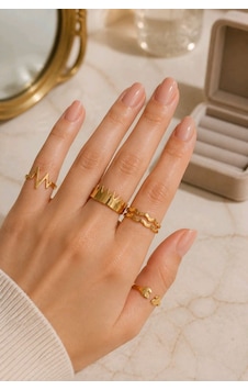 Esnek Ayarlanabilir Gold Renk 5 Parmak Eklem Yüzük Seti Çok Renkli Esnek Ayarlanabilir Gold Renk 5 Parmak Eklem Yüzük Seti Çok Renkli